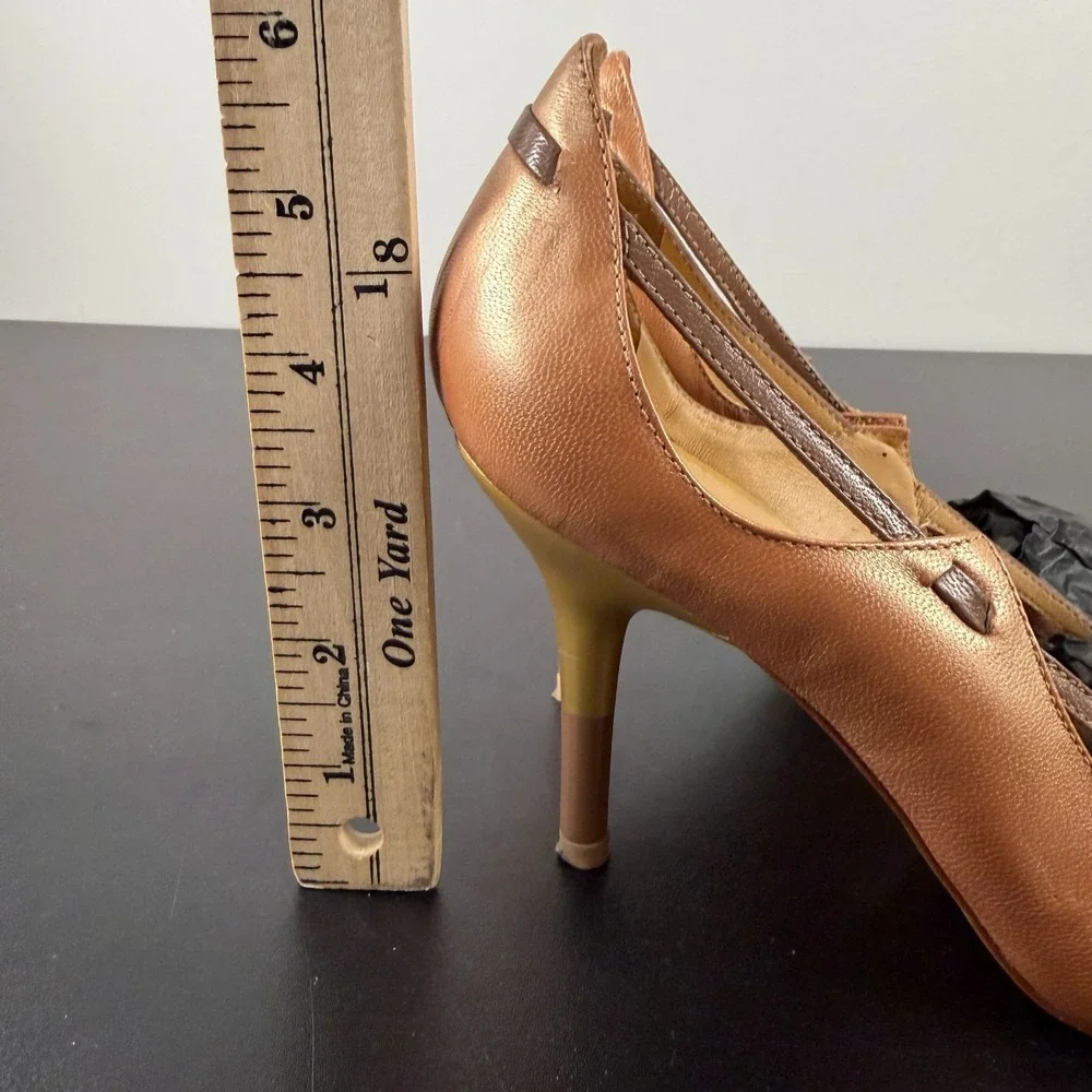 Francesca Giobbi Pump Heels Women's 7/ EU37 Brown Pointed Toe Genuine Leather